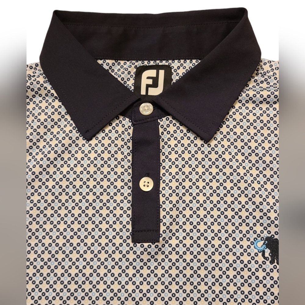 FootJoy Men's Geometric Large Stretch Short Sleeve Golf Polo With Mammoth